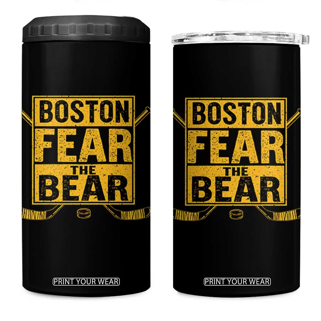 Boston Ice Hockey 4 in 1 Can Cooler Tumbler Fear The Bear TS10 One Size: 16 oz Black Print Your Wear