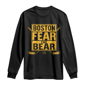 Boston Ice Hockey Long Sleeve Shirt Fear The Bear TS10 Black Print Your Wear
