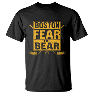 Boston Ice Hockey T Shirt Fear The Bear TS10 Black Print Your Wear