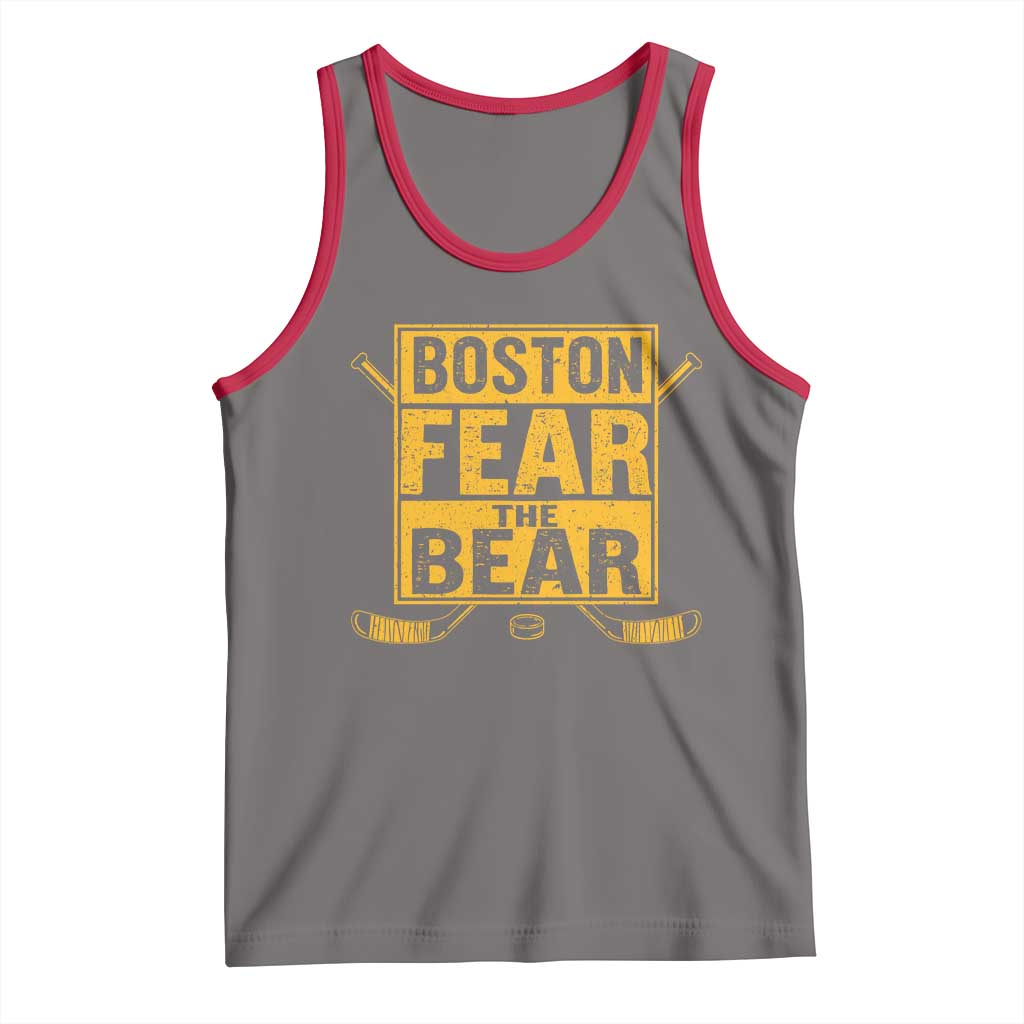 Boston Ice Hockey Tank Top Fear The Bear TS10 Deep Heather Red Print Your Wear