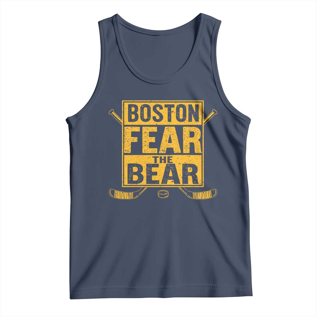 Boston Ice Hockey Tank Top Fear The Bear TS10 Navy Print Your Wear