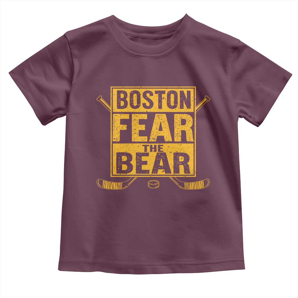 Boston Ice Hockey Toddler T Shirt Fear The Bear TS10 Maroon Print Your Wear