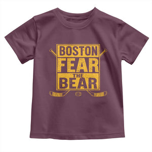 Boston Ice Hockey Toddler T Shirt Fear The Bear TS10 Maroon Print Your Wear