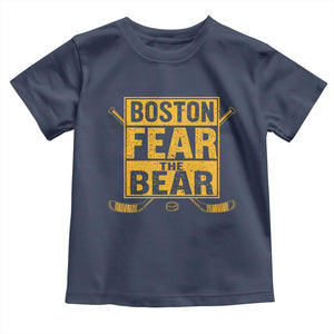 Boston Ice Hockey Toddler T Shirt Fear The Bear TS10 Navy Print Your Wear