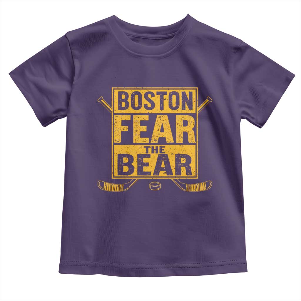 Boston Ice Hockey Toddler T Shirt Fear The Bear TS10 Purple Print Your Wear