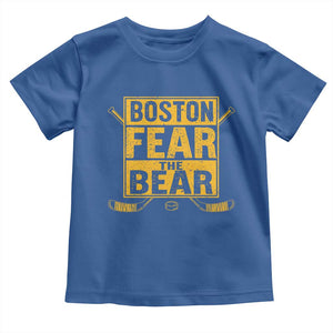 Boston Ice Hockey Toddler T Shirt Fear The Bear TS10 Royal Blue Print Your Wear