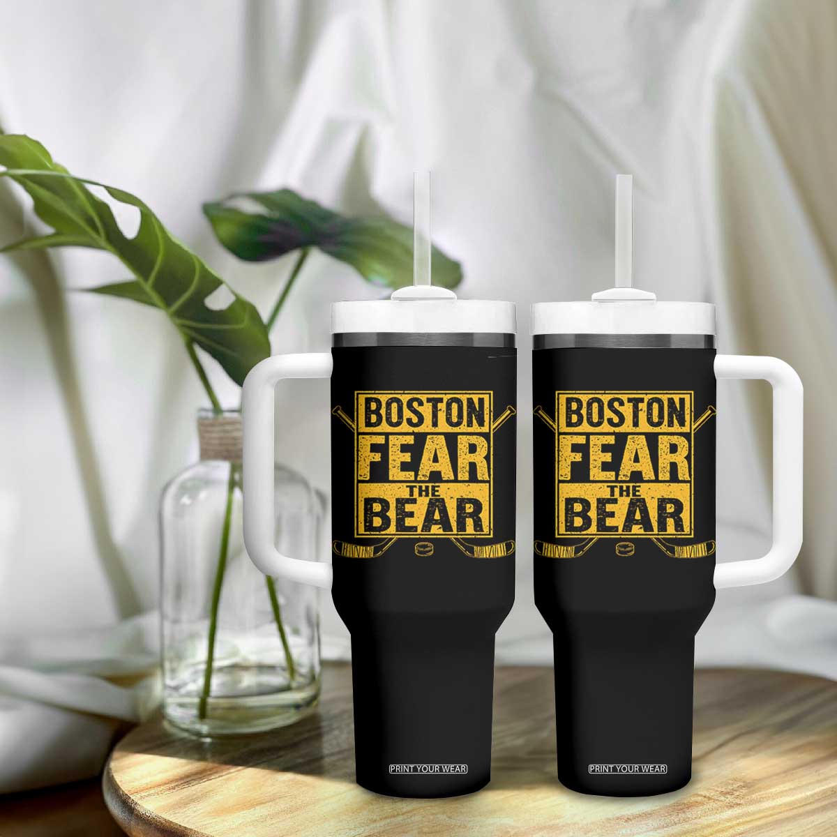 Boston Ice Hockey Tumbler With Handle Fear The Bear TS10 Print Your Wear