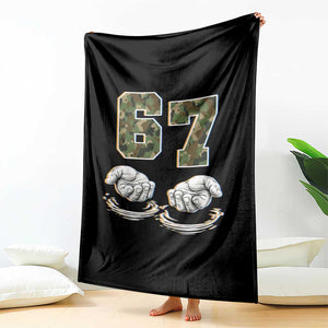 Funny Six Seven 6 7 Meme Throw Blanket Gen Alpha Slang 6 7 Hands Camo Boy Girl TS10 Print Your Wear