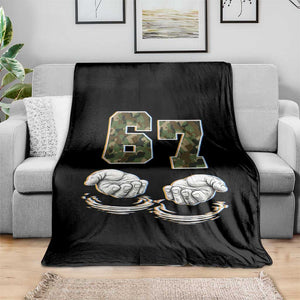Funny Six Seven 6 7 Meme Throw Blanket Gen Alpha Slang 6 7 Hands Camo Boy Girl TS10 Print Your Wear