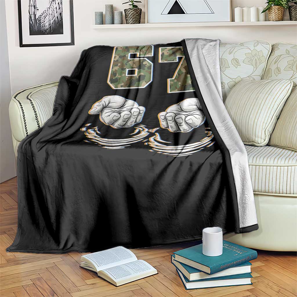Funny Six Seven 6 7 Meme Throw Blanket Gen Alpha Slang 6 7 Hands Camo Boy Girl TS10 Print Your Wear
