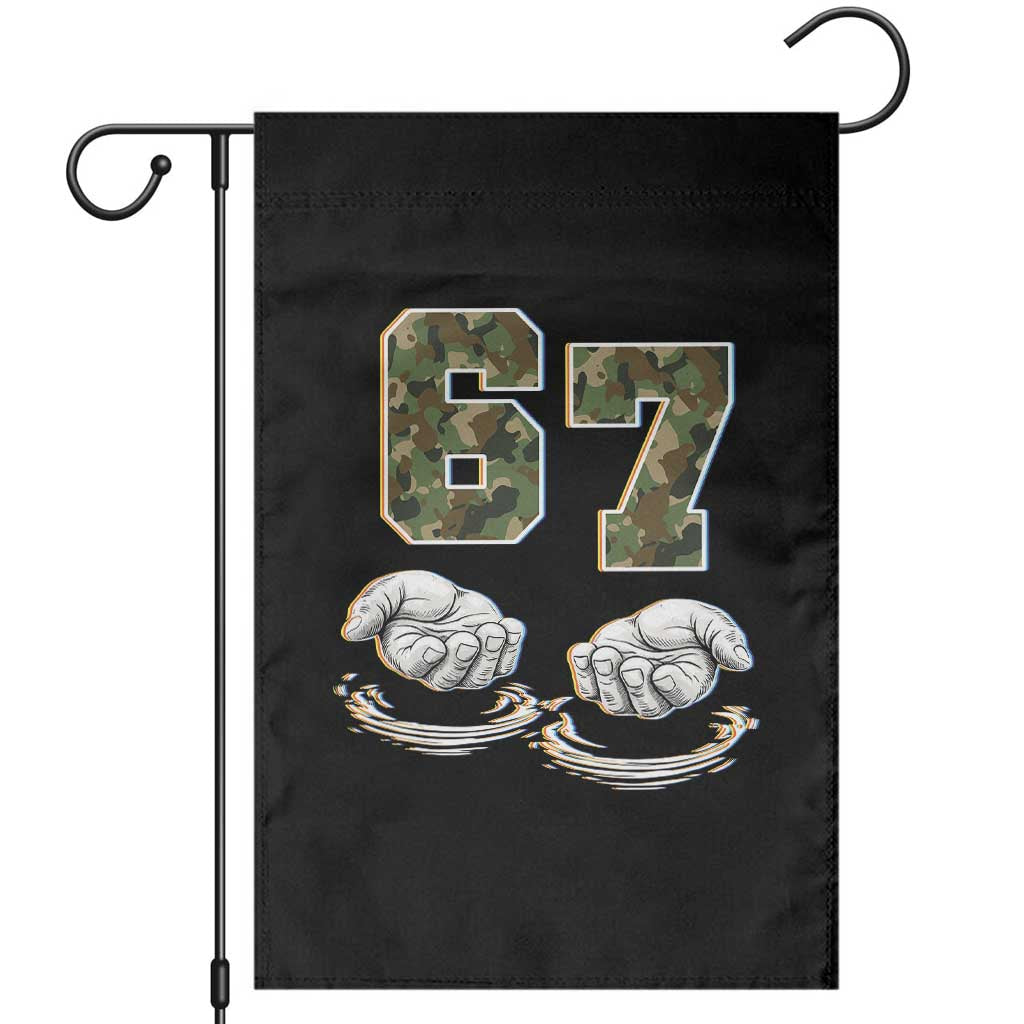 Funny Six Seven 6 7 Meme Garden Flag Gen Alpha Slang 6 7 Hands Camo Boy Girl TS10 Black Print Your Wear