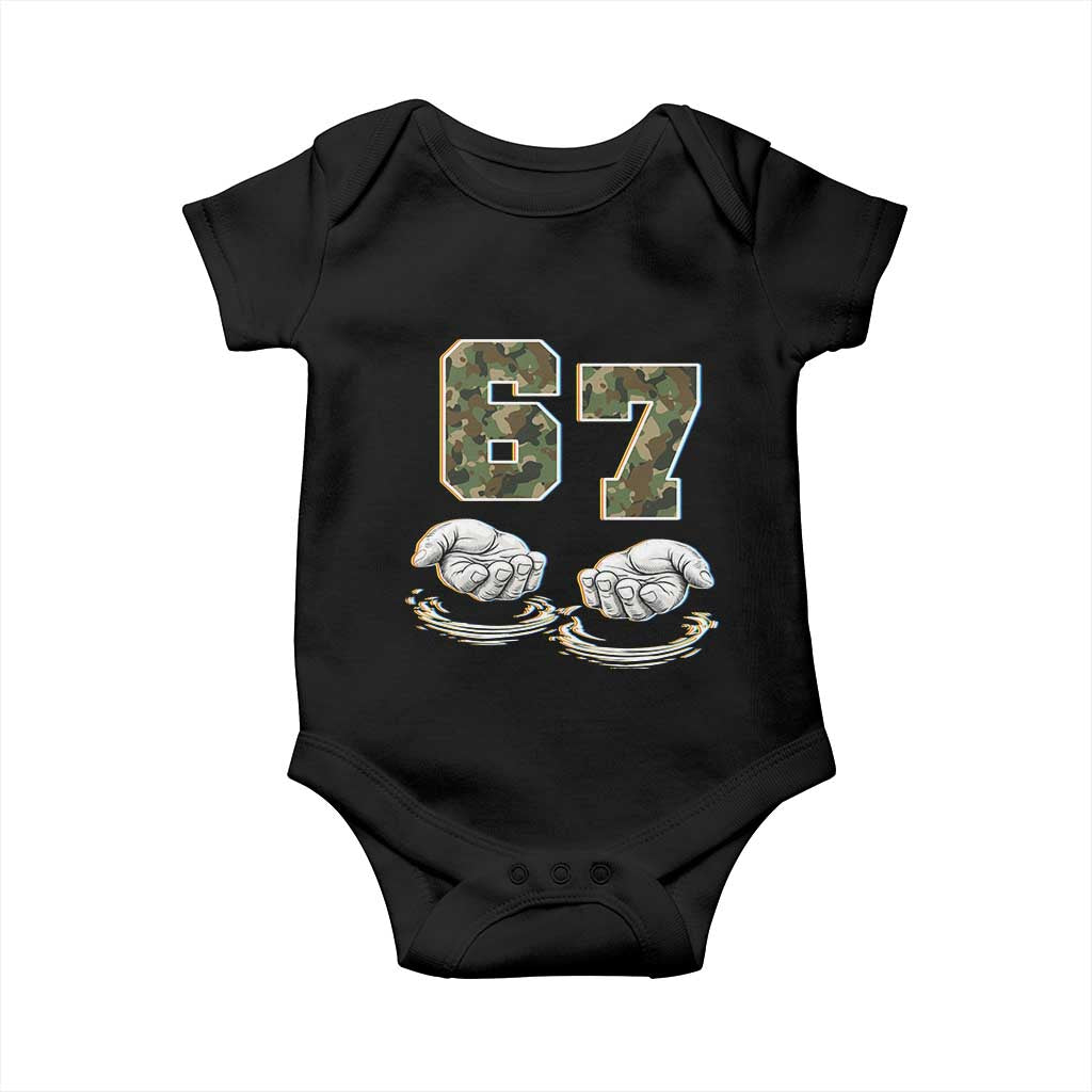 Funny Six Seven 6 7 Meme Baby Onesie Gen Alpha Slang 6 7 Hands Camo Boy Girl TS10 Black Print Your Wear