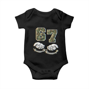Funny Six Seven 6 7 Meme Baby Onesie Gen Alpha Slang 6 7 Hands Camo Boy Girl TS10 Black Print Your Wear