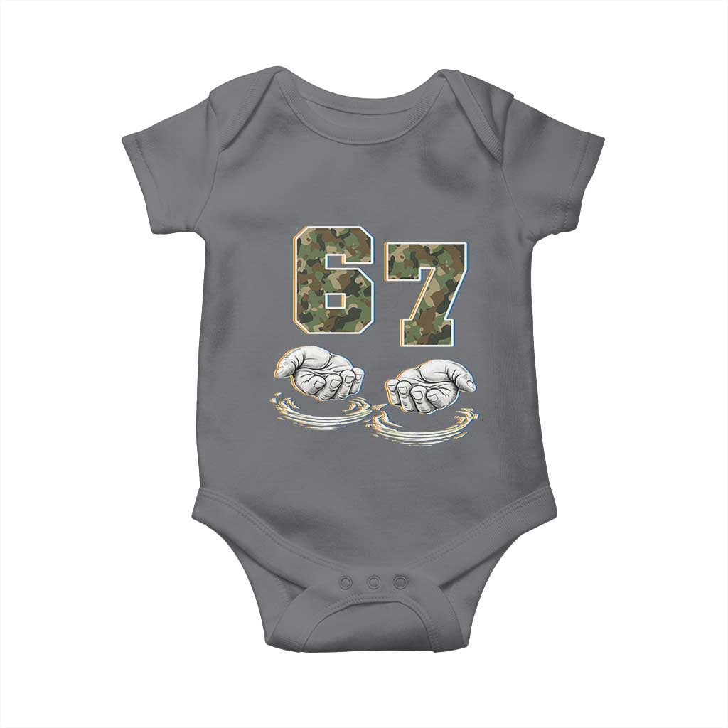 Funny Six Seven 6 7 Meme Baby Onesie Gen Alpha Slang 6 7 Hands Camo Boy Girl TS10 Charcoal Print Your Wear