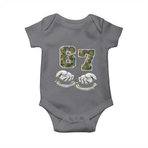 Funny Six Seven 6 7 Meme Baby Onesie Gen Alpha Slang 6 7 Hands Camo Boy Girl TS10 Charcoal Print Your Wear