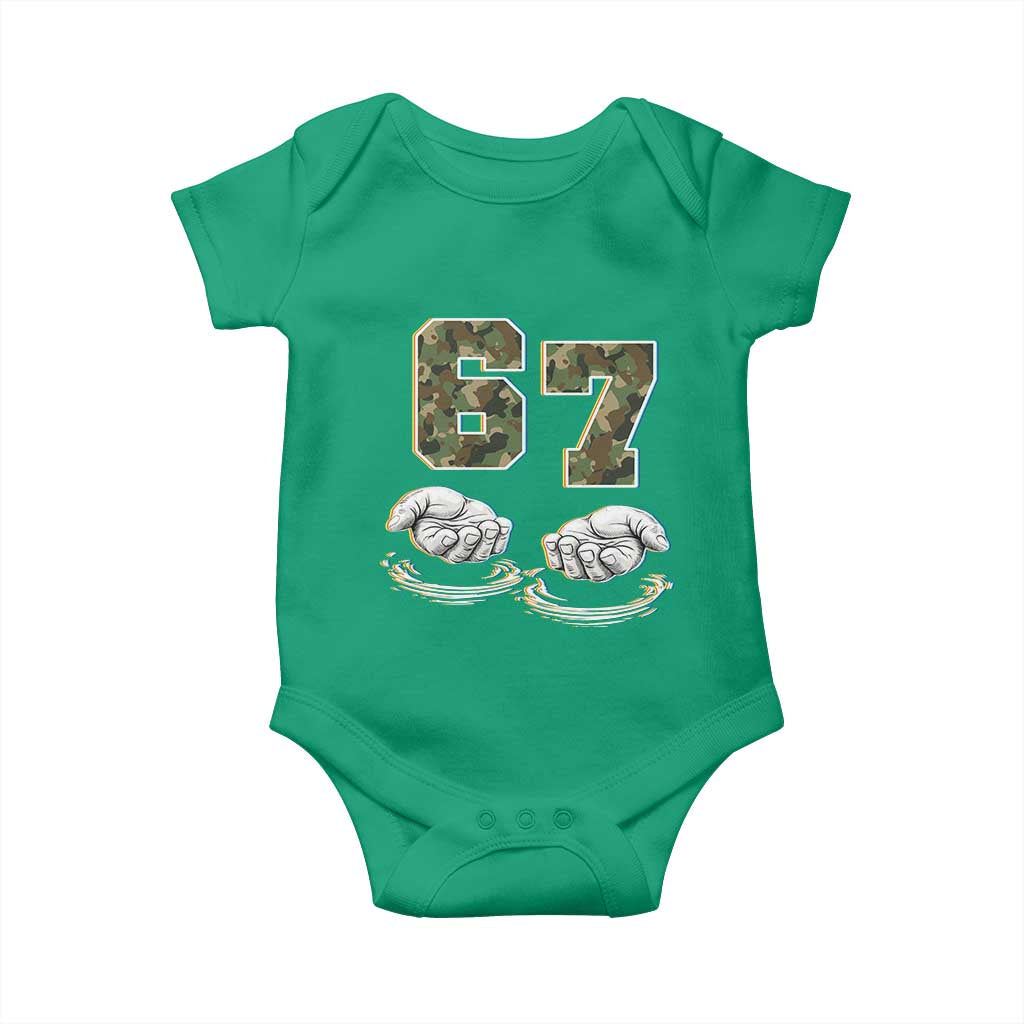 Funny Six Seven 6 7 Meme Baby Onesie Gen Alpha Slang 6 7 Hands Camo Boy Girl TS10 Irish Green Print Your Wear