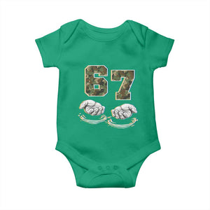 Funny Six Seven 6 7 Meme Baby Onesie Gen Alpha Slang 6 7 Hands Camo Boy Girl TS10 Irish Green Print Your Wear
