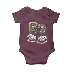 Funny Six Seven 6 7 Meme Baby Onesie Gen Alpha Slang 6 7 Hands Camo Boy Girl TS10 Maroon Print Your Wear