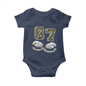Funny Six Seven 6 7 Meme Baby Onesie Gen Alpha Slang 6 7 Hands Camo Boy Girl TS10 Navy Print Your Wear