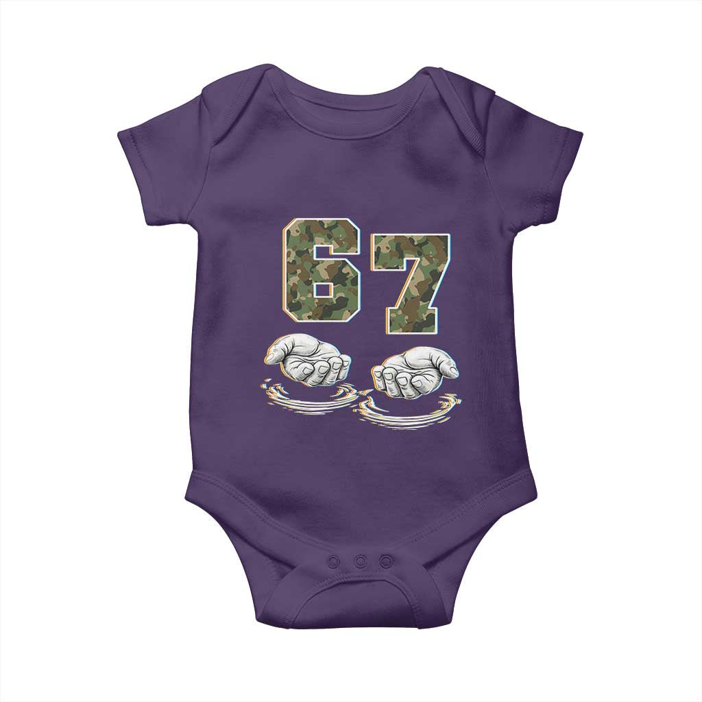 Funny Six Seven 6 7 Meme Baby Onesie Gen Alpha Slang 6 7 Hands Camo Boy Girl TS10 Purple Print Your Wear