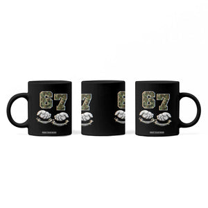 Funny Six Seven 6 7 Meme Coffee Mug Gen Alpha Slang 6 7 Hands Camo Boy Girl TS10 Print Your Wear