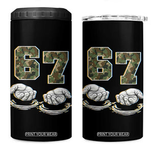 Funny Six Seven 6 7 Meme 4 in 1 Can Cooler Tumbler Gen Alpha Slang 6 7 Hands Camo Boy Girl TS10 One Size: 16 oz Black Print Your Wear