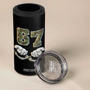Funny Six Seven 6 7 Meme 4 in 1 Can Cooler Tumbler Gen Alpha Slang 6 7 Hands Camo Boy Girl TS10 Print Your Wear