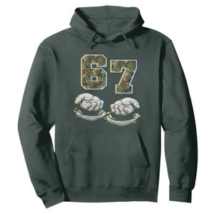 Funny Six Seven 6 7 Meme Hoodie Gen Alpha Slang 6 7 Hands Camo Boy Girl TS10 Dark Forest Green Print Your Wear