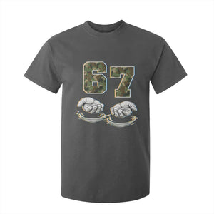 Funny Six Seven 6 7 Meme T Shirt For Kid Gen Alpha Slang 6 7 Hands Camo Boy Girl TS10 Dark Heather Print Your Wear