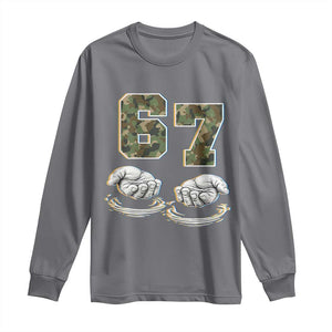 Funny Six Seven 6 7 Meme Long Sleeve Shirt Gen Alpha Slang 6 7 Hands Camo Boy Girl TS10 Charcoal Print Your Wear