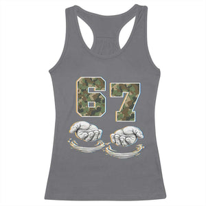 Funny Six Seven 6 7 Meme Racerback Tank Top Gen Alpha Slang 6 7 Hands Camo Boy Girl TS10 Charcoal Print Your Wear
