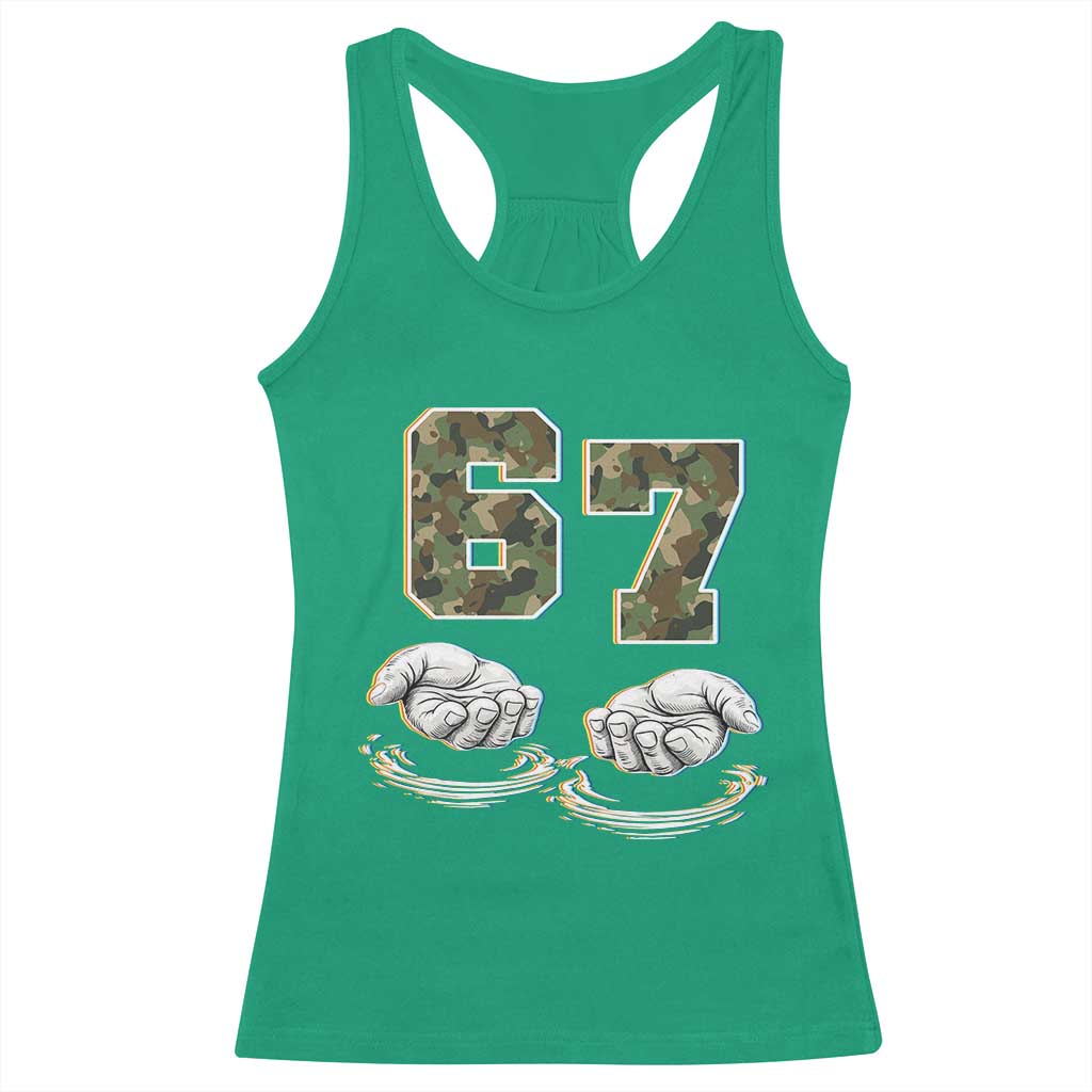 Funny Six Seven 6 7 Meme Racerback Tank Top Gen Alpha Slang 6 7 Hands Camo Boy Girl TS10 Irish Green Print Your Wear