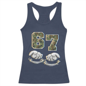 Funny Six Seven 6 7 Meme Racerback Tank Top Gen Alpha Slang 6 7 Hands Camo Boy Girl TS10 Navy Print Your Wear