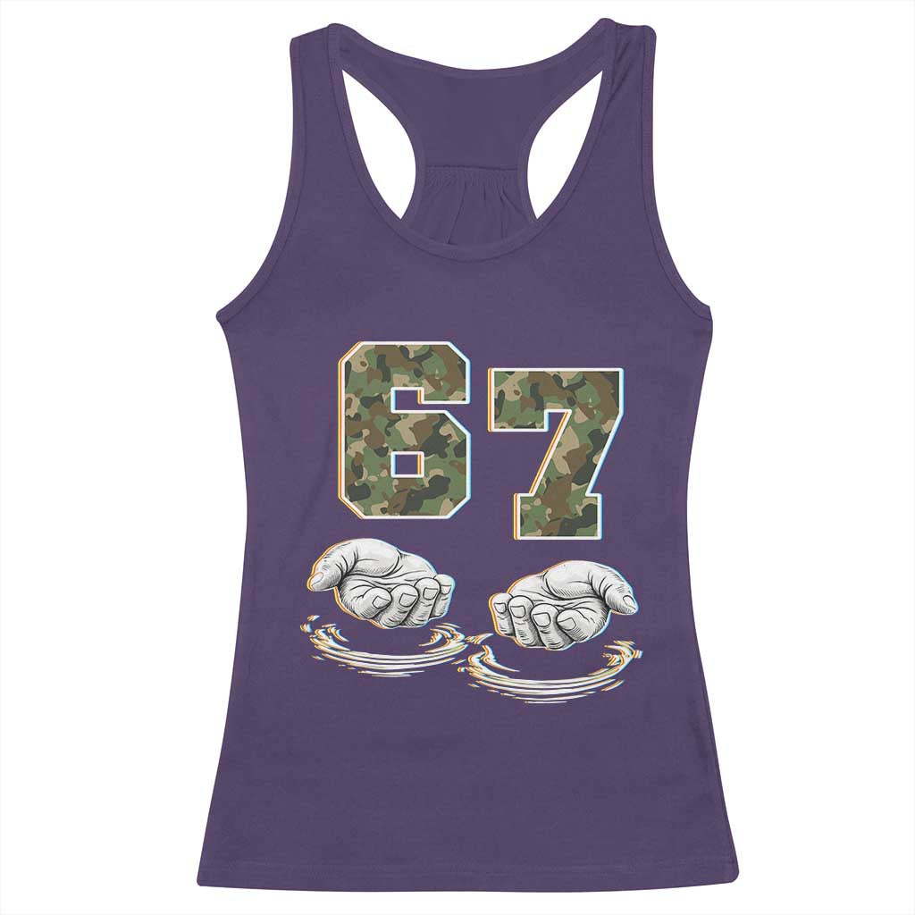 Funny Six Seven 6 7 Meme Racerback Tank Top Gen Alpha Slang 6 7 Hands Camo Boy Girl TS10 Purple Print Your Wear