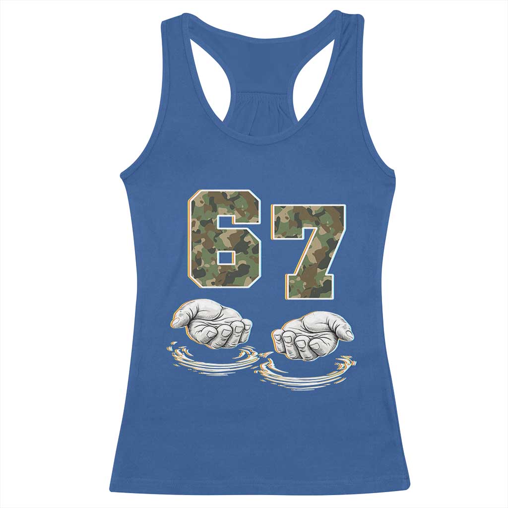 Funny Six Seven 6 7 Meme Racerback Tank Top Gen Alpha Slang 6 7 Hands Camo Boy Girl TS10 Royal Blue Print Your Wear