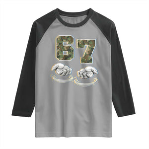 Funny Six Seven 6 7 Meme Raglan Shirt Gen Alpha Slang 6 7 Hands Camo Boy Girl TS10 Sport Gray Black Print Your Wear