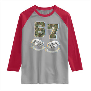 Funny Six Seven 6 7 Meme Raglan Shirt Gen Alpha Slang 6 7 Hands Camo Boy Girl TS10 Sport Gray Red Print Your Wear