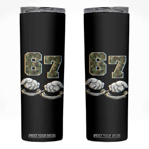 Funny Six Seven 6 7 Meme Skinny Tumbler Gen Alpha Slang 6 7 Hands Camo Boy Girl TS10 Black Print Your Wear