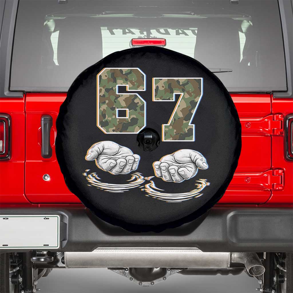 Funny Six Seven 6 7 Meme Spare Tire Cover Gen Alpha Slang 6 7 Hands Camo Boy Girl TS10 Black Print Your Wear