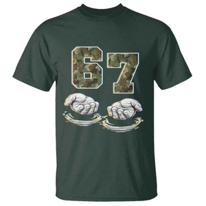 Funny Six Seven 6 7 Meme T Shirt Gen Alpha Slang 6 7 Hands Camo Boy Girl TS10 Dark Forest Green Print Your Wear