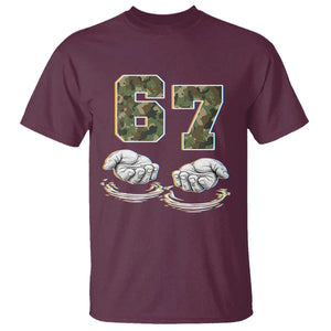 Funny Six Seven 6 7 Meme T Shirt Gen Alpha Slang 6 7 Hands Camo Boy Girl TS10 Maroon Print Your Wear