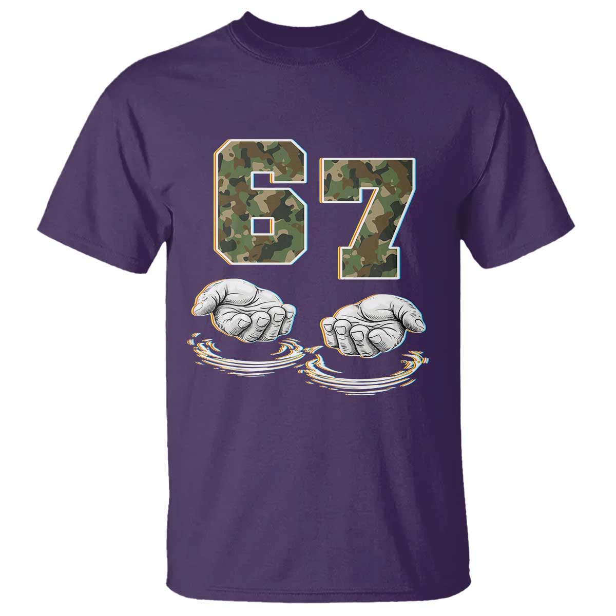 Funny Six Seven 6 7 Meme T Shirt Gen Alpha Slang 6 7 Hands Camo Boy Girl TS10 Purple Print Your Wear