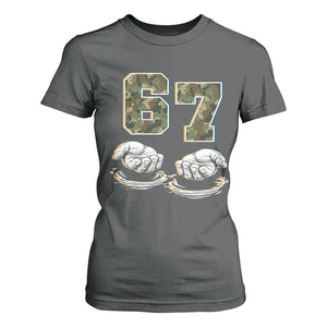 Funny Six Seven 6 7 Meme T Shirt For Women Gen Alpha Slang 6 7 Hands Camo Boy Girl TS10 Dark Heather Print Your Wear