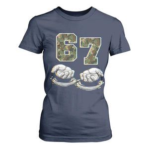 Funny Six Seven 6 7 Meme T Shirt For Women Gen Alpha Slang 6 7 Hands Camo Boy Girl TS10 Navy Print Your Wear
