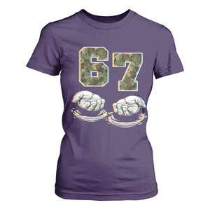 Funny Six Seven 6 7 Meme T Shirt For Women Gen Alpha Slang 6 7 Hands Camo Boy Girl TS10 Purple Print Your Wear