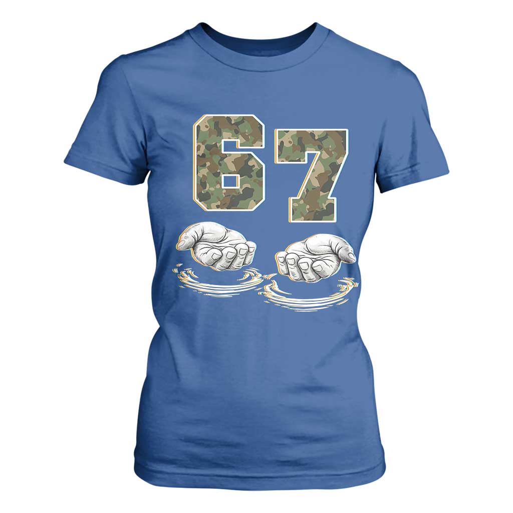 Funny Six Seven 6 7 Meme T Shirt For Women Gen Alpha Slang 6 7 Hands Camo Boy Girl TS10 Royal Blue Print Your Wear