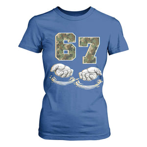 Funny Six Seven 6 7 Meme T Shirt For Women Gen Alpha Slang 6 7 Hands Camo Boy Girl TS10 Royal Blue Print Your Wear