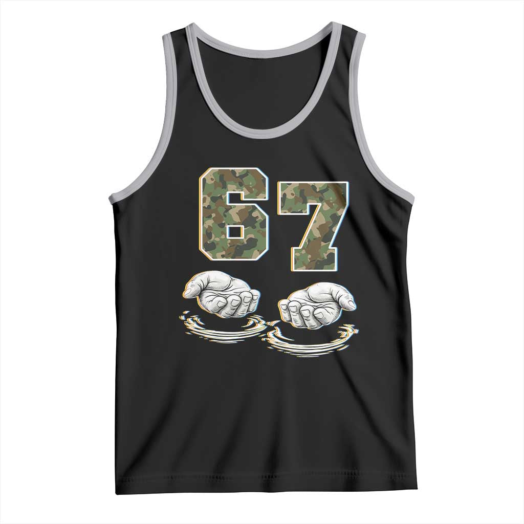 Funny Six Seven 6 7 Meme Tank Top Gen Alpha Slang 6 7 Hands Camo Boy Girl TS10 Black Athletic Heather Print Your Wear