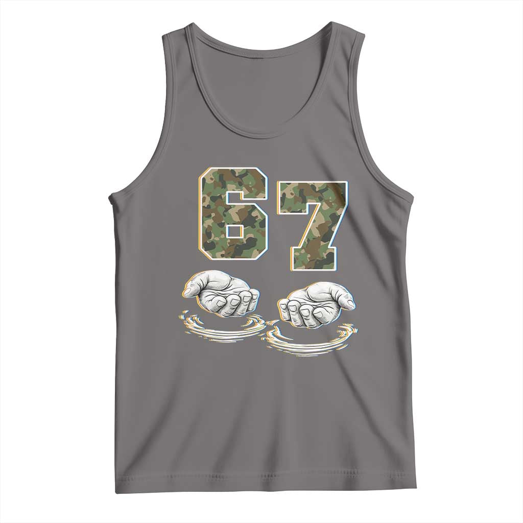 Funny Six Seven 6 7 Meme Tank Top Gen Alpha Slang 6 7 Hands Camo Boy Girl TS10 Deep Heather Print Your Wear