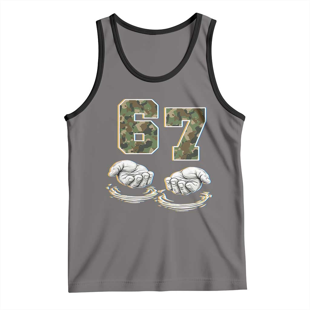 Funny Six Seven 6 7 Meme Tank Top Gen Alpha Slang 6 7 Hands Camo Boy Girl TS10 Deep Heather Black Print Your Wear